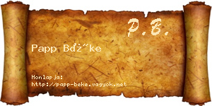 Papp Béke névjegykártya