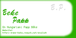 beke papp business card