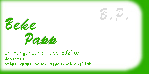 beke papp business card